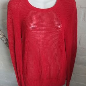 Athleta Medium Sweater Red Open Weave